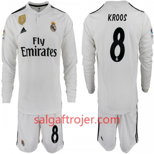 Real Madrid Fodboldtrøjer KROOS 8 Børn Hjemmebanesæt 2018/19 Langærmet Real Madrid Fodboldtrøjer KROOS 8 Børn Hjemmebanesæt 2018/19 Langærmet